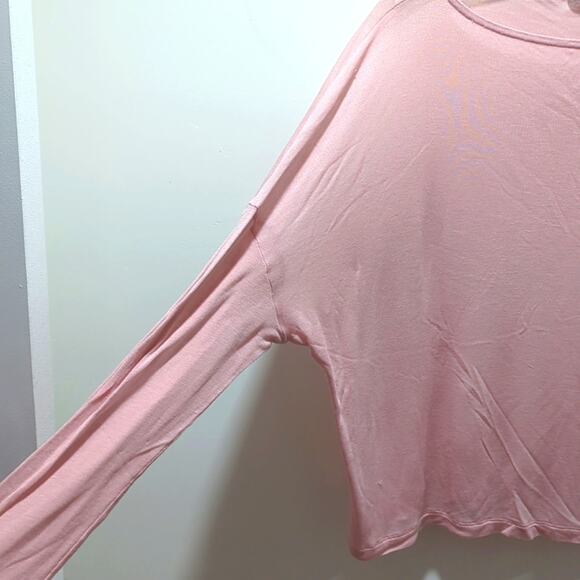 All Saints Francesco Rita Sheer Top Women's M Pink Boat Neck Lightweight Modal - Picture 5 of 9